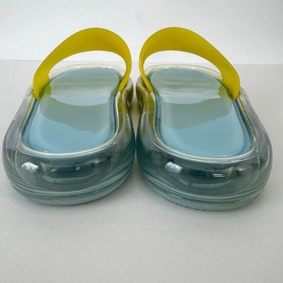 Tory Burch Bubble Jelly Slides Sandals Light Blue / Firefly Yellow Women's US10B - Picture 11 of 14